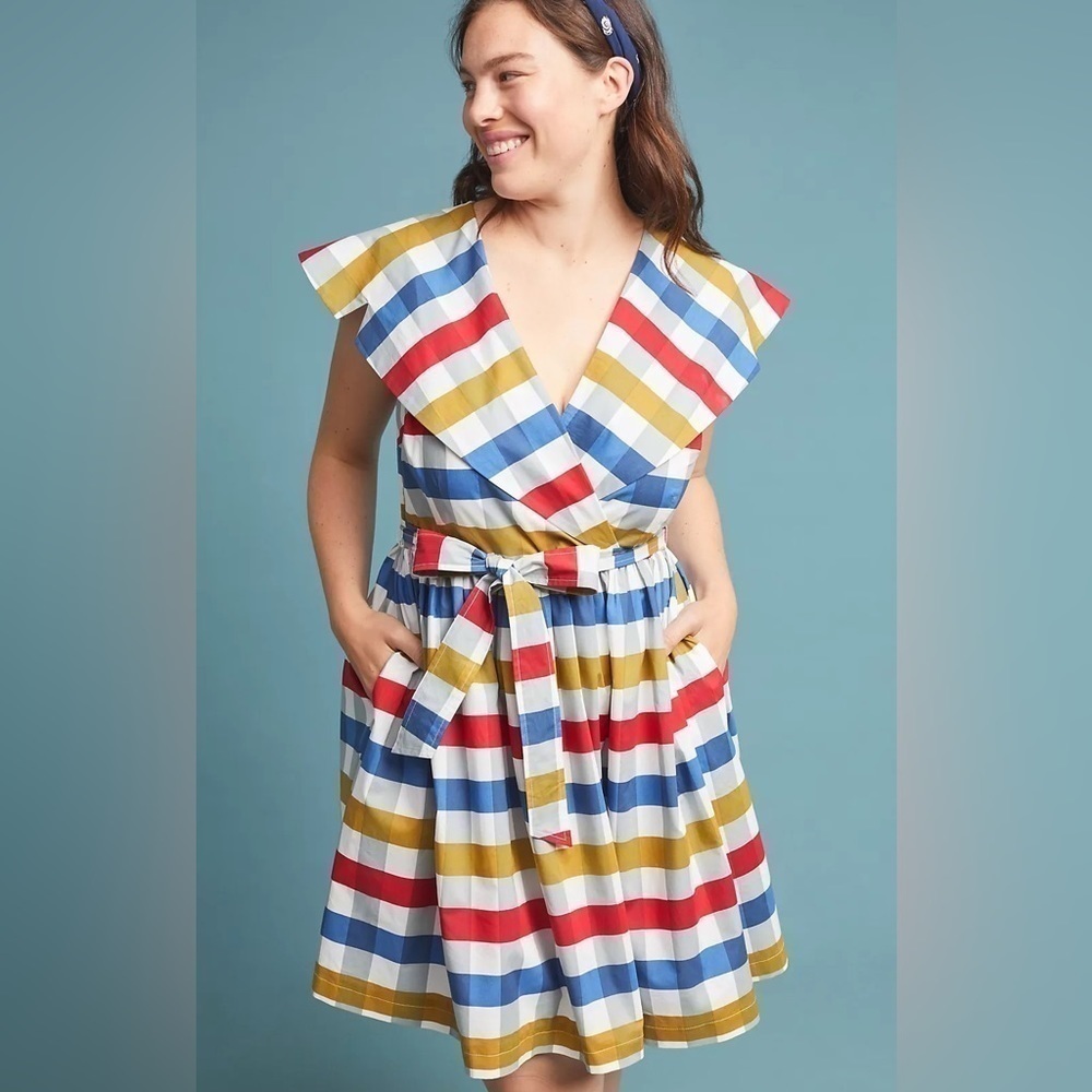 Anthropologie Maeve Gingham Cricket Club Dress